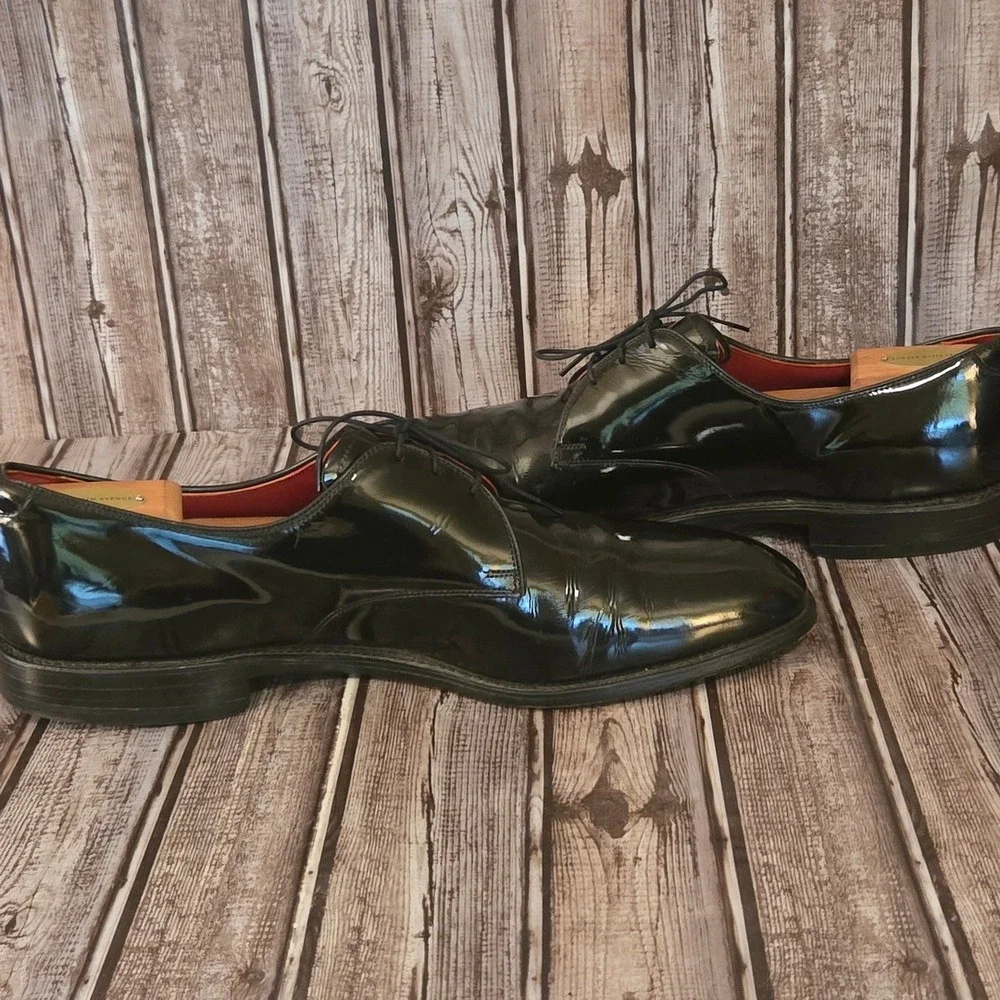 Sz 15 B Mens Allen Edmonds Spencer Black Patent Leather Tuxedo Formal Shoes